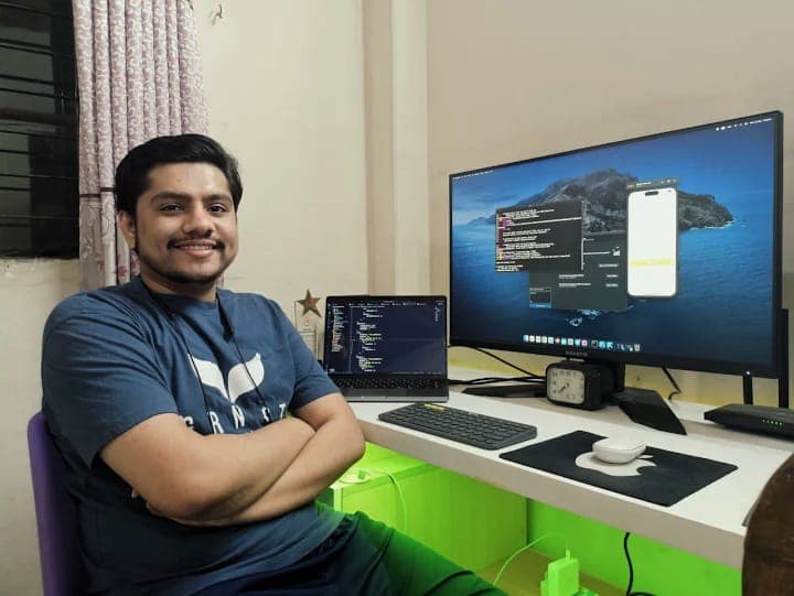Modern developer workspace setup with coding environment